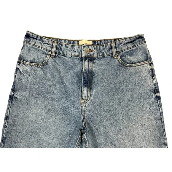 Sézane Le Wide Leg Jeans Sz FR 44 (US 12) Bleu Clair High Rise Organic Cotton - Picture 6 of 12